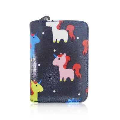 Unicorn Print Small Purse Grey