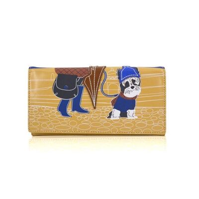 Lady With Dog Cityscape Long Purse Beige
