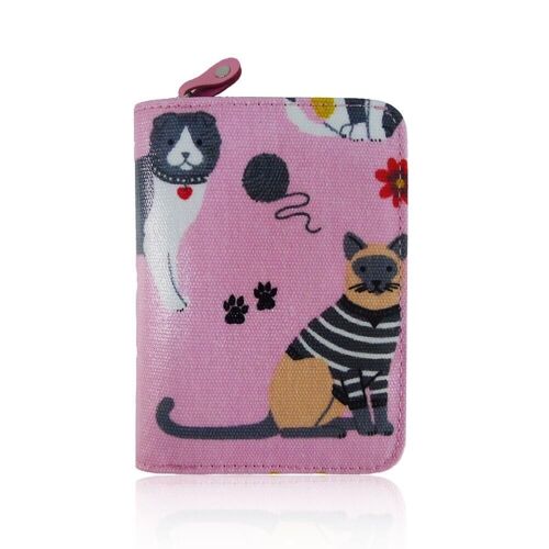 New Oilcloth Patterned Small Coin Purse Printed Zip Women Retro Wallet Pink