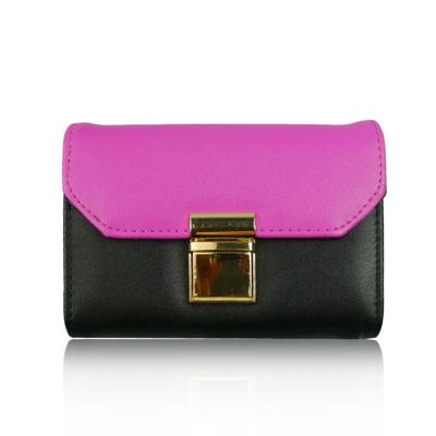 Portefeuille Femme Contrast Long Fuchsia / Noir