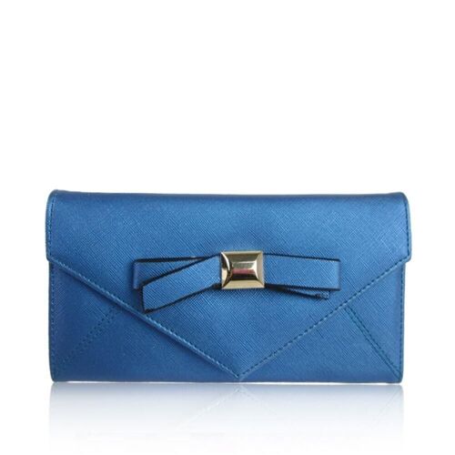 Metallic Bow Purse Blue