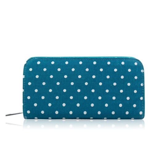 Small Polka Dot Long Purse - Turquoise