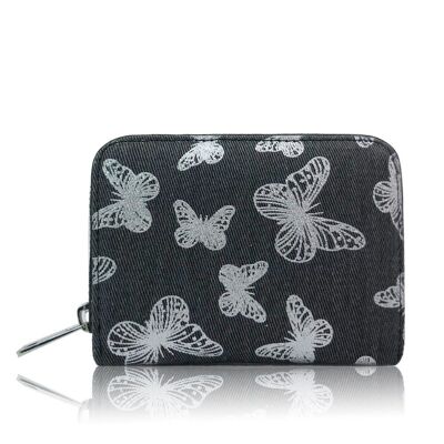 Metallic Butterfly Short Purse Black