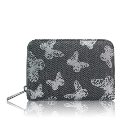 Metallic Butterfly Short Purse Grey