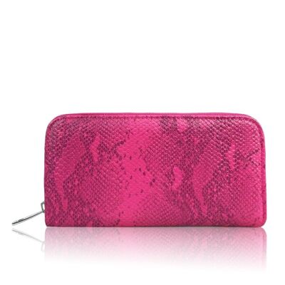 Shawna Snake Print Long Fashion Purse Pink