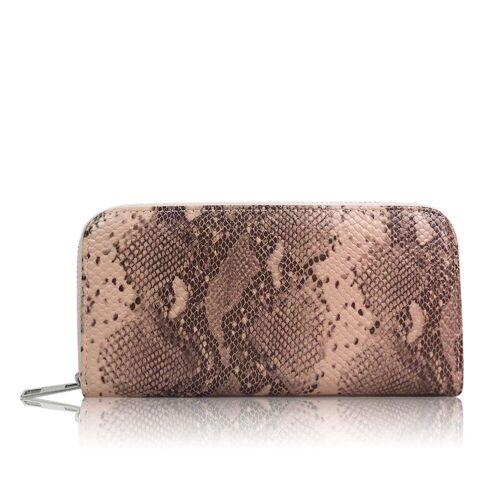 Shawna Snake Print Long Fashion Purse Nude