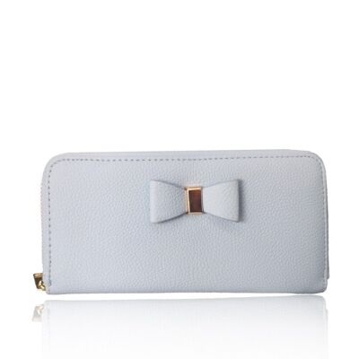 Alear Women's Long Purse with Small Bow Detail - Blue