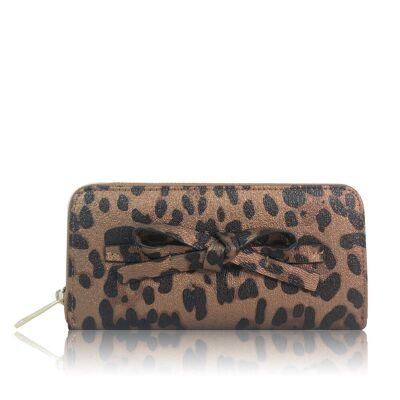 Lange Handtasche „Sofia“ mit Leopardenmuster - Beige