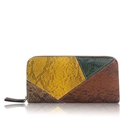 Monedero grande Nelly Snake Tan