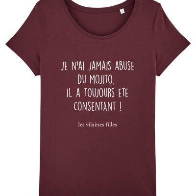 Bio-Mojito Abus Rundhals-T-Shirt, Bio-Baumwolle, Burgund