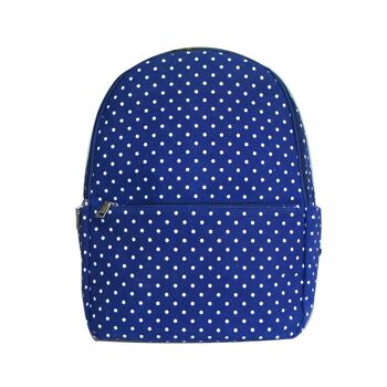 Mini Sac à Dos à Poche Unique à Pois Bleu Marine 5