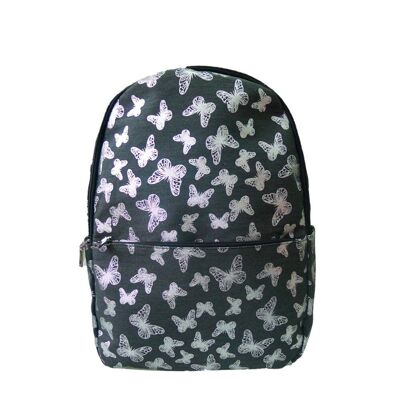 Metallic Butterfly Single Pocket Backpack Black