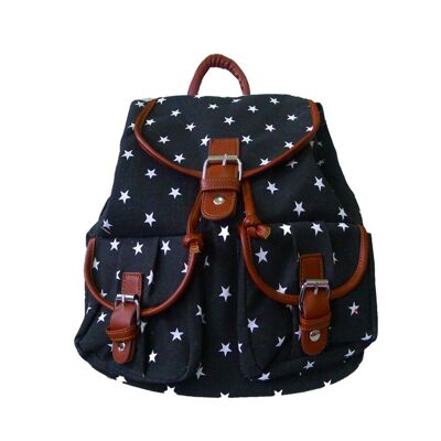 Small Stars Double Pocket Backpack Black
