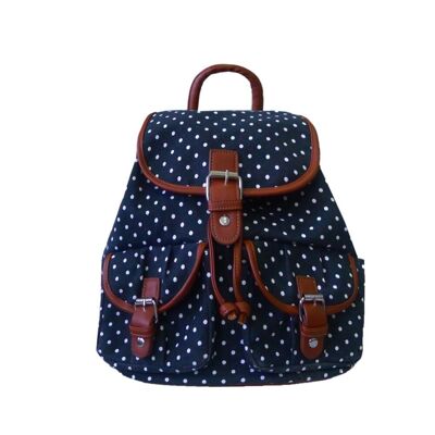 Mochila Mini Lunares Doble Bolsillo Negro