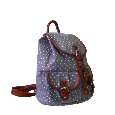 Mini Polka Dot Double Pocket Backpack Grey