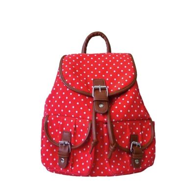 Mini Polka Dot Double Pocket Rucksack Rot