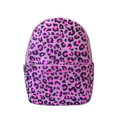 Leopard Single Pocket Rucksack Pink
