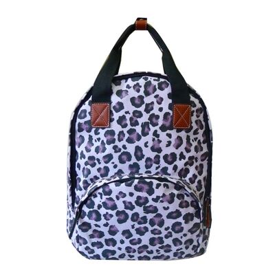 Leopard Print Single Pocket Backpack - Black