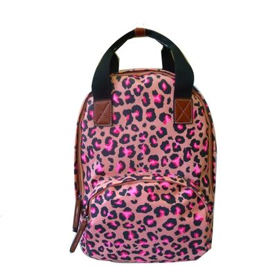Leopard Print Single Pocket Backpack - Pink