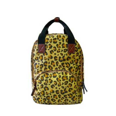 Leopard Print Single Pocket Backpack - Brown