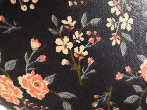 100% Floral Craft Sewing Cotton Rose Patchwork Material Navy Blue Metre Half Meter Fabric UK Navy Blue