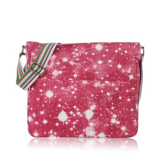 Galaxy Print Canvas Cross Body Bag Burgundy