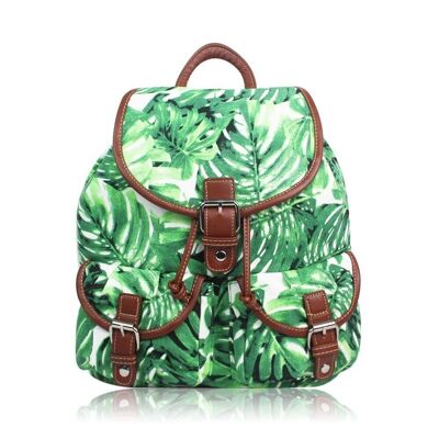Hawaiian Leaf Double Pocket Backpack Green