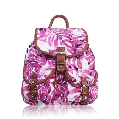 Hawaii-Blatt-Doppeltaschen-Rucksack Lila