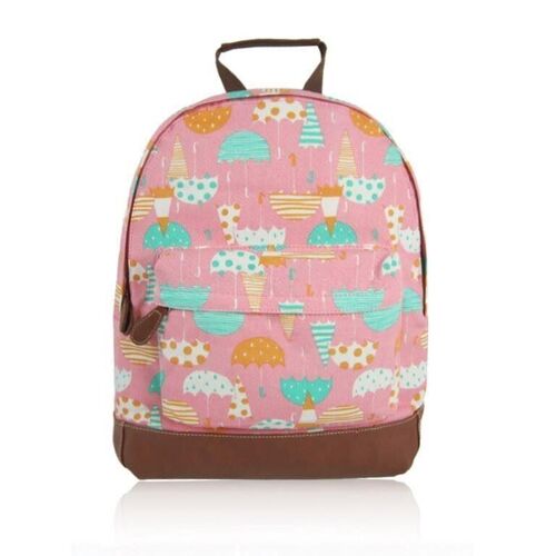 Umbrella Print Single Pocket Backpack - Pink