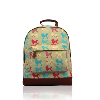 Mochila con un bolsillo y estampado de caniches Beige