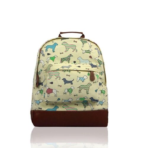 Dog Variety Print Rucksack Beige