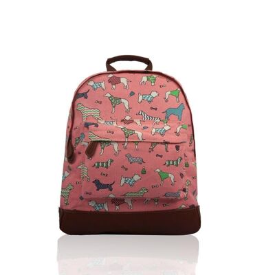 Dog Variety Print Rucksack Dark Pink