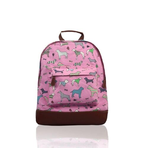 Dog Variety Print Rucksack Pink