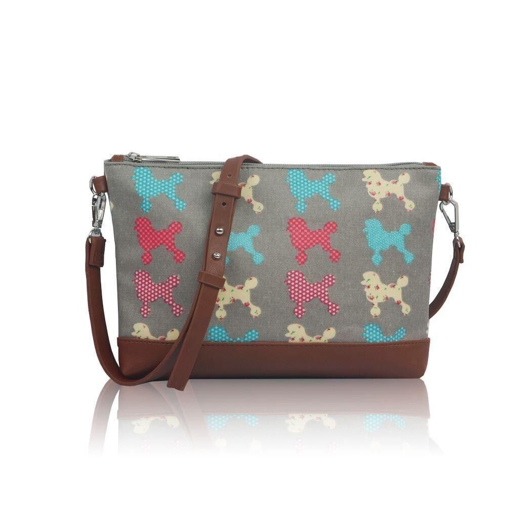 Pudel Canvas Mini Umhängetasche Grau