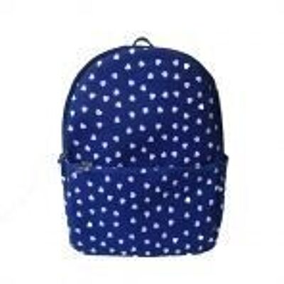 Small Hearts Single Pocket Backpack Navy Blue