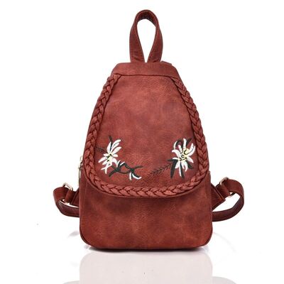 Sac à Dos Imprimé Fleur Lola Rouge Marron