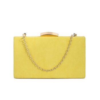 Hepburn Classic Chic Design Mini Box Clutch avec sangle en chaîne - Jaune 4