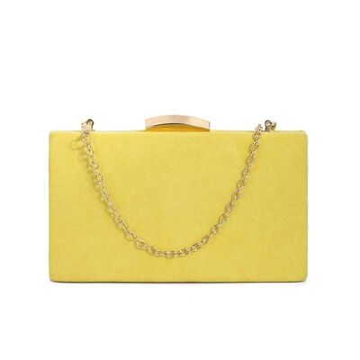 Hepburn Classic Chic Design Mini Box Clutch avec sangle en chaîne - Jaune