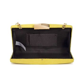 Hepburn Classic Chic Design Mini Box Clutch avec sangle en chaîne - Jaune 3