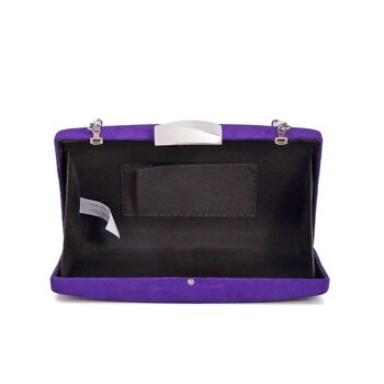 Hepburn Classic Chic Design Mini Box Clutch avec sangle en chaîne - Violet 4