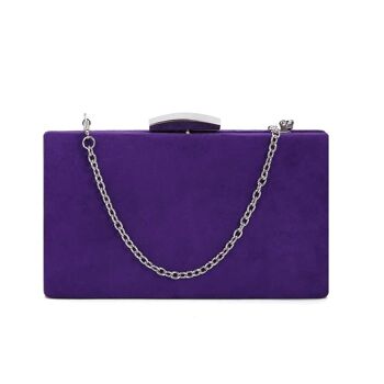 Hepburn Classic Chic Design Mini Box Clutch avec sangle en chaîne - Violet 5