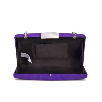 Hepburn Classic Chic Design Mini Box Clutch avec sangle en chaîne - Violet 3