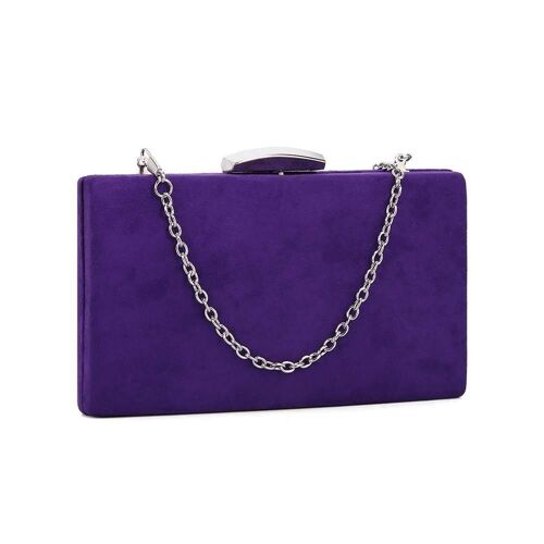Hepburn Classic Chic Design Mini Box Clutch with Chain Strap - Purple