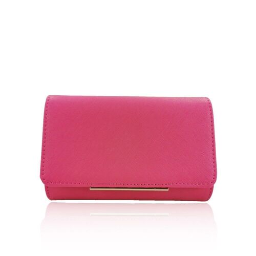 Metal Bar Mini Clutch Bag Fuschia