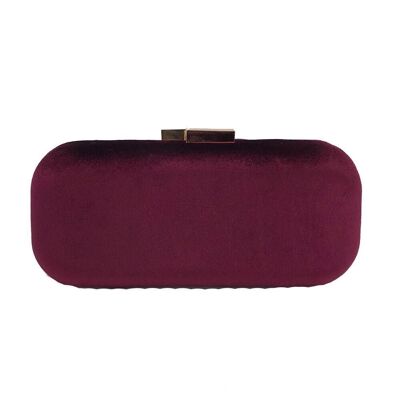 Velvet box bag with asemtric metal clasp - Red Red