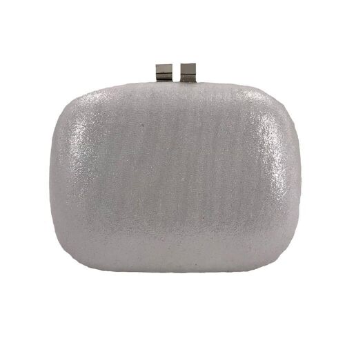 Small curved shimmer box clutch bag - Silver Silver1