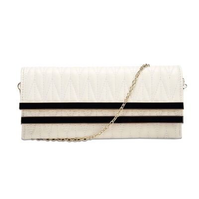 Pochette trapuntata Double Bar - Avorio Avorio