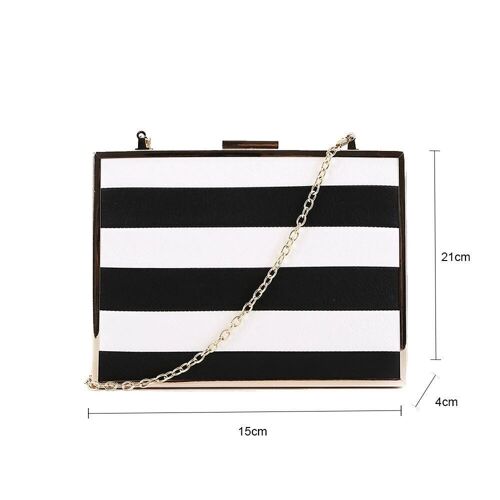 Black & White Stripe Box Clutch
 Black & White