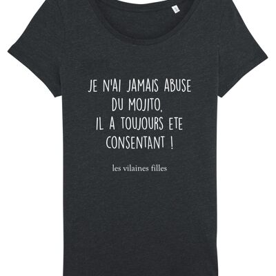 T-shirt girocollo biologica Abus de Mojito, cotone biologico, nera