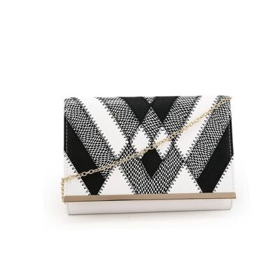 Diagonal Patch Evening Bag White